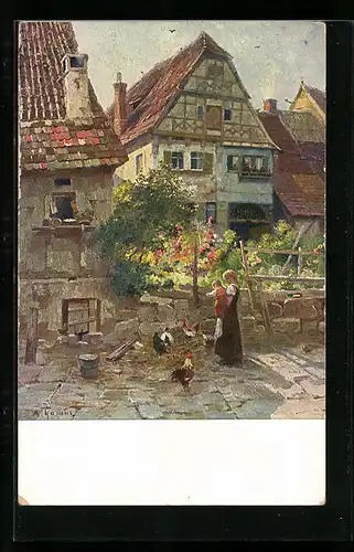 Künstler-AK Besigheim, Alte Häuser aus dem Ort