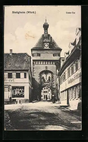 AK Bietigheim /Württ., Strassenpartie mit Unter-Tor