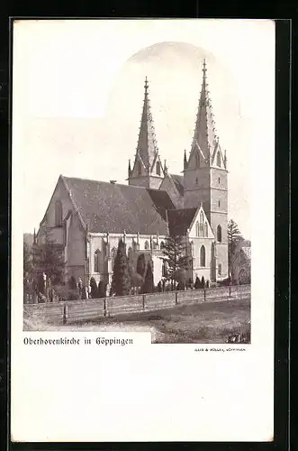 AK Göppingen, die Oberhovenkirche im Sonnenlicht