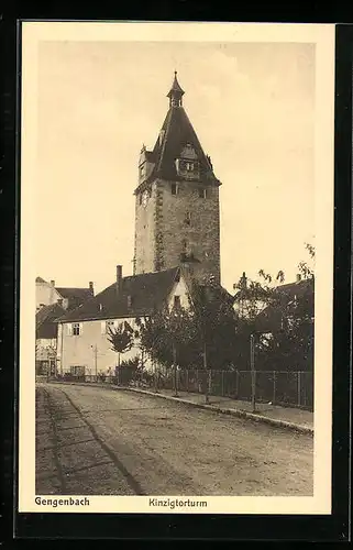 AK Gengenbach, Strassenpartie mit Kinzigtorturm