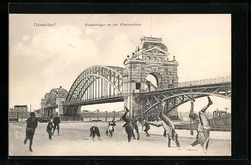 AK Düsseldorf, Radschläger an der Rheinbrücke