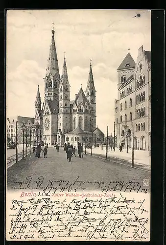 AK Berlin, Strassenpartie mit der Kaiser Wilhelm-Gedächtniss-Kirche