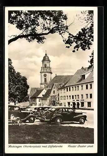 AK Hechingen, Obertorplatz mit Stiftskirche