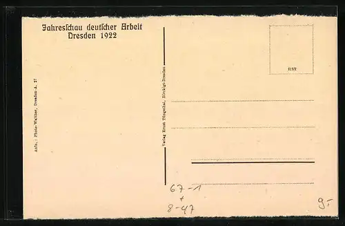AK Dresden, Jahresschau deutscher Arbeit 1922, v. Schlierholz`sche Porzellanmanufaktur