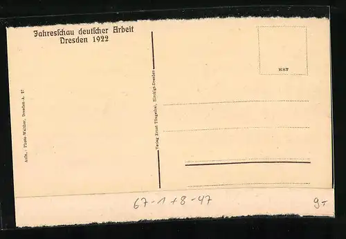 AK Dresden, Jahresschau deutscher Arbeit 1922, Meissner Ofenhalle, Ausstellung