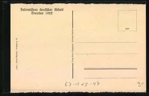 AK Dresden, Jahresschau deutscher Arbeit 1922, Steinguthalle, Ausstellung