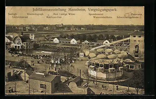 AK Mannheim, Jubiläumsausstellung 1907, Vergnügungspark mit Wasserrutschbahn