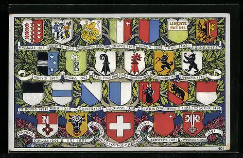 AK Schweiz, Armorial de la Confédération Suisse, Kantons- und Landeswappen der Schweiz
