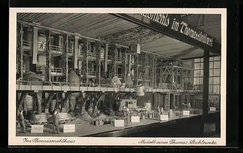 AK Wanderausstellung der Deutschen Landwirtschafts-Gesellschaft, Thomasmehlhaus, Modell eines Thomas-Stahlwerks