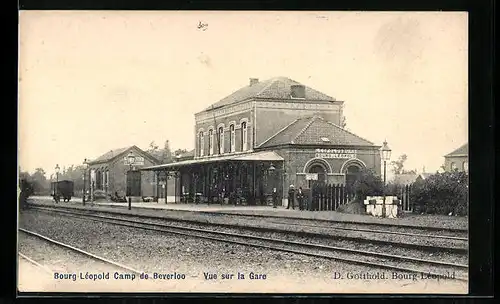 AK Bourg-Léopold, Camp de Beverloo, Vue sur la Gare, Bahnhof