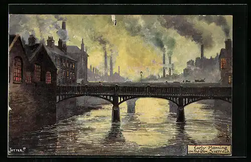 Künstler-AK Sheffield, Early Morning on the Don