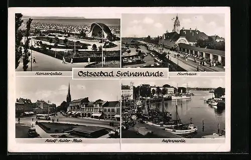 AK Swinemünde, Ostseebad, Kurhaus, Konzertplatz, Platz