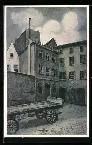 AK Breslau, Hof 2. mit den Zimmern von Wohlfarth, v. Fink, Baumann etc.