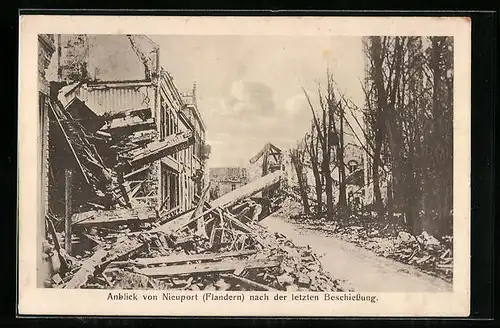 AK Nieuport, Anblick des Ortes nach der letzten Beschiessung