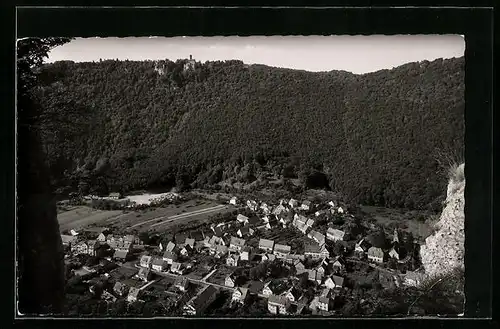 AK Honau /Schwäb. Alb, Teilansicht mit Schloss Lichtenstein