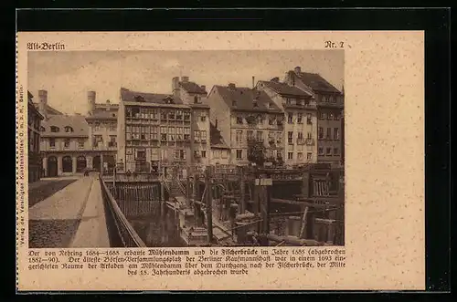 AK Berlin, Der von Nehring erbaute Mühlendamm und die Fischerbrücke