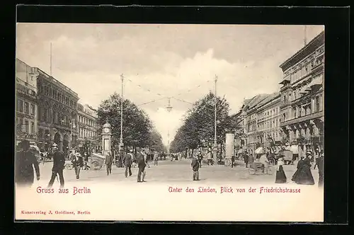 AK Berlin, Unter den Linden, Blick von der Friedrichstrasse