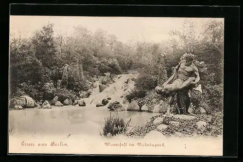 AK Berlin-Kreuzberg, Wasserfall im Victoriapark