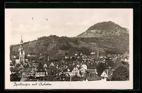 AK Reutlingen, Teilansicht mit Achalm