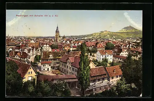 AK Reutlingen, Ortsansicht mit Achalm