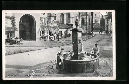 AK Chamaillères, La fontaine sur la place