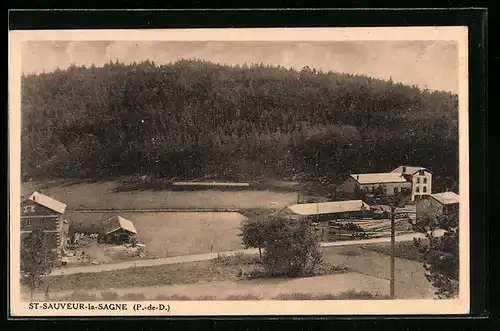 AK St-Sauveur-la-Sagne, Ortsansicht aus der Vogelschau