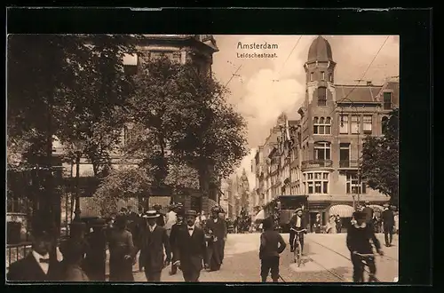 AK Amsterdam, Leidschestraat, Strassenbahn