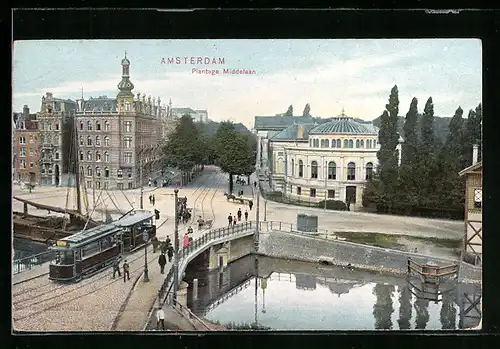 AK Amsterdam, Plantage Middelaan, Strassenbahn