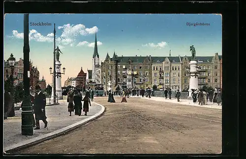 AK Stockholm, Djurgardsbron, Strassenbahn