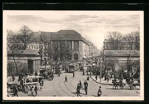 AK Berlin, Potsdamer Platz mit Strassenbahn