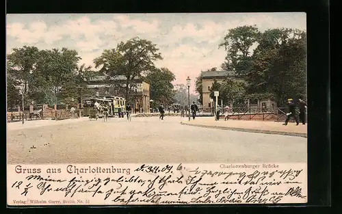 AK Charlottenburg, Charlottenburger Brücke und Strassenbahn