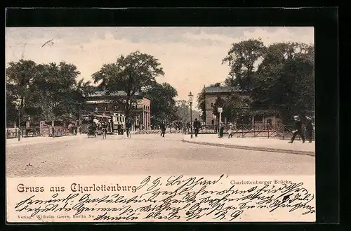 AK Charlottenburg, Charlottenburger Brücke und Strassenbahn