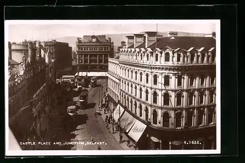 AK Belfast, Castle Place and Junction, Strassenbahn