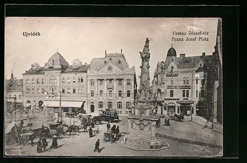 AK Ujvidek, Franz Josef Platz, Strassenbahn