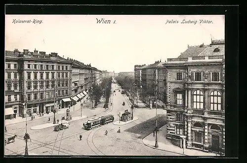 AK Wien, Kolowrat-Ring mit Palais Ludwig Viktor u. Strassenbahn