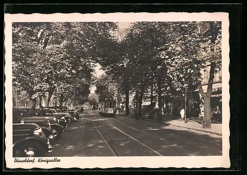 AK Düsseldorf, Strassenbahn in der Königsallee