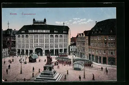 AK Essen, Strassenbahnen am Kopstadtplatz