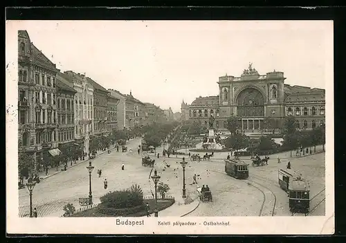 AK Budapest, Gare de l`Est, Strassenbahn