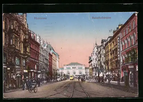 AK Hannover, Bahnhofstrasse, Strassenbahn