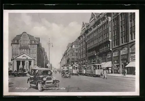 AK Hamburg, Mönckebergstrasse, Strassenbahn