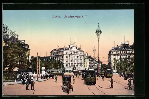 AK Berlin, Potsdamerplatz mit Strassenbahnen