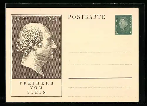 AK Bildnis Freiherr vom Stein, Ganzsache