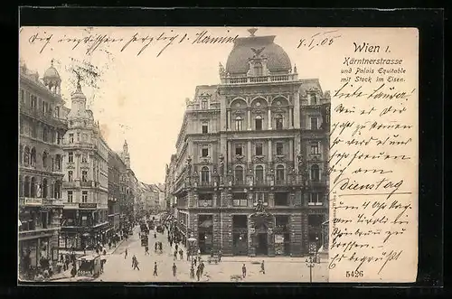 AK Wien, Kärntnerstrasse, Palais Equitable mit Stock im Eisen
