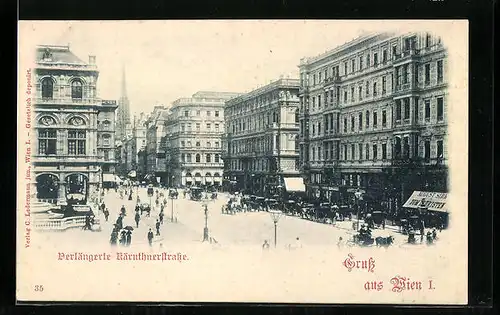 AK Wien, Verlängerte Kärntnerstrasse mit Droschken