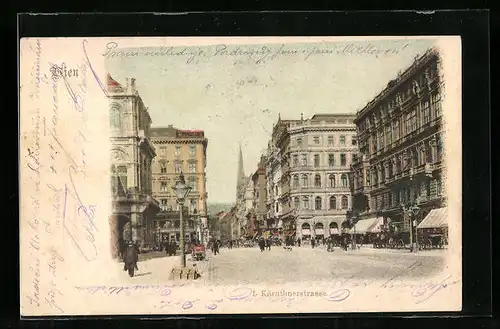 AK Wien, Kärntnerstrasse, Geschäfte und Passanten