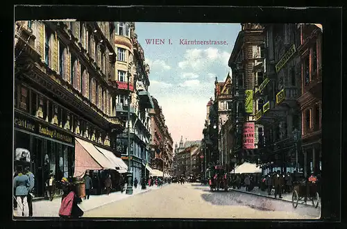 AK Wien, Kärntnerstrasse mit Geschäften