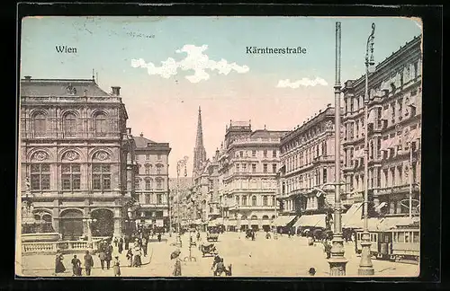 AK Wien, Kärntnerstrasse mit Strassenbahn
