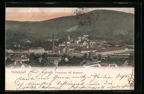 AK Wien-Hütteldorf, Panorama mit Brauerei