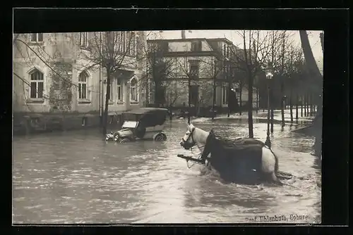 AK Coburg, Hochwasser 1909 in den Strassen der Stadt