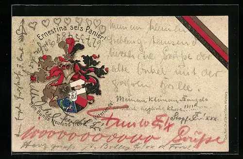 AK Ernestina sei`s Panier!, Dem Bunde treu und treu dem Vaterlande!, Studentenwappen